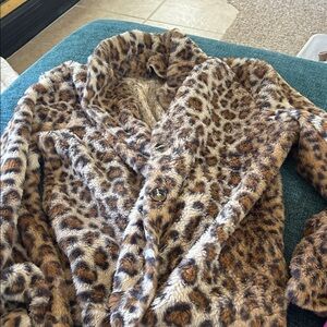 Leopard Print Faux Fur Coat